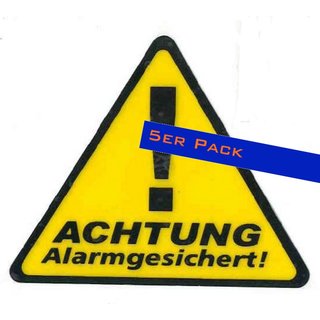 Achtung Alarmgesichert - Aufkleber - 5er Pack