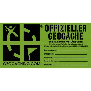 Offizieller Geocache-Sticker, gro - schwarz Druck, Deutsch